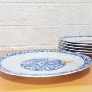 SET FOR 6 PIECES CERAMIC ORIENTAL BLUES DINNER PLATE / FLAT PLATE SIZE 9 INCHES