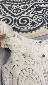 Set ren móc áo cánh tiên cài khuy gỗ phong cách boho sang chảnh