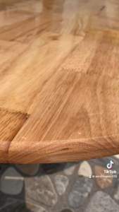 mặt bàn hình oval gỗ ghép cao su không thấm nước