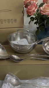 Set thìa inox cao cấp GS 21cm thìa inox vân khắc Chockmen thìa dày dặn cầm chắc tay màu inox sáng bóng GS 21 và CKM123