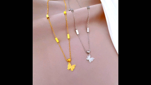 Kalung Titanium Liontin Kupu kupi Antikarat Korean Steel