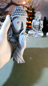 Diện Phật trang trí tiểu cảnh non bộ bế cá.... chất liệu bột đá đen Ninh Bình cao cấp