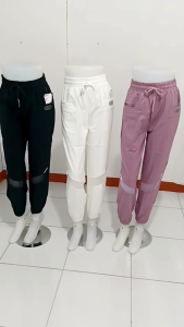 8091 Celana Jogger Import Fashion Style Kombinasi Tile Matt. Katun Stretch Import