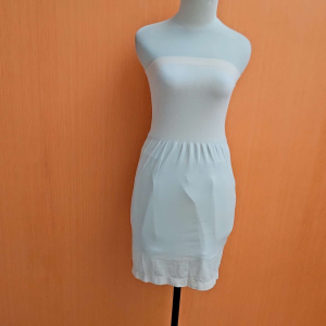 mini midi dress wanita cream S M cewek nyaman santai kemben inner