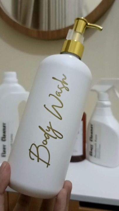 botol pump refill gold white 500ml kosong isi ulang refill estetik  aesthetic sabun mandi cair cuci piring tangan hand soap body wash shampoo 