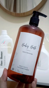 botol pump 500ml estetik aesthetic minimalist refill sabun cair body wash refillable isi ulang kosong free sticker souvenir kado hadiah unik hampers