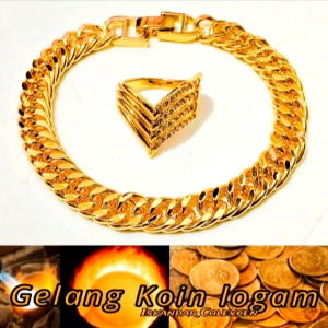 Gelang Dewasa Motif Rantai Pree Cincin Terbuat dari Bahan koin Logam 1991