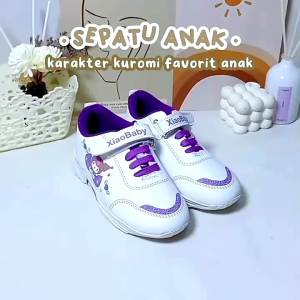 Sepatu Sneakers Anak Perempuan Import Karakter Gaya Korean Style Motif Kartun Kiromi Kuromi Lucu Terlaris