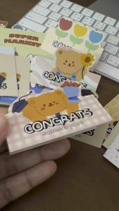 congratulations การ์ดพับหัวถุง 6 ชิ้น ปัจฉิม ปฐมนิเทศน์ ไดคัทลายพร้อมใช้ น่ารักทุกลาย (รหัส con 45)