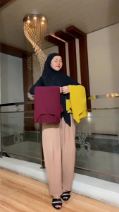 Cynthia One Set Jumbo Wanita Kekinian Celana Cargo LD 130 cm Crinkle Airflow