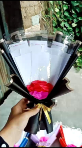 Buket Uang 10 Lembar free kartu ucapan kado Wisuda hadiah Ulang tahun dan Wedding