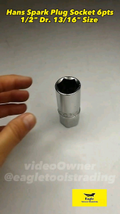 Hans Spark Plug Socket 1/2\" Drive 13/16\" Size 6 Points 70mm length | Chrome vanadium quality steel spark plug