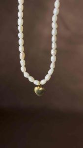 rosemary.co | jasmine pearl necklace (RM505) | 18k pvd gold plating สร้อยคอไข่มุก สร้อยรูปหัวใจ ไม่ลอกไม่ดำ (พร้อมส่ง)