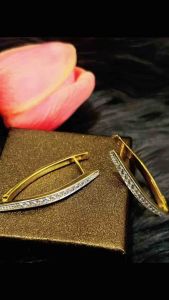 Zihang Jewelry 24K Gold Plated high quality non tarnish zhiyute two tone stoned clip earrings for women