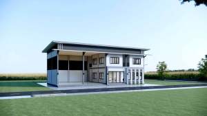 แบบบ้านโมเดิร์นพร้อมออฟฟิศโกดัง