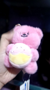 Pink bear plush keychain with ice cream accessory gold clasp Cakie By Gomie