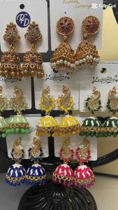 NJ Big Size Earring with Peacock & Meenakari designs