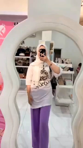 *KRS* Set One Baju Oversize Celana Kulot Fashion Wanita - One Set Wanita Murah Kekinian Fashion Hijab