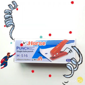 - เครื่องเจาะกระดาษ 1 รู HORSE (ตราม้า) รุ่น H-516 - ผลิตจาก โลหะ วัสดุคุณภาพดี แข็งแรง ทนทาน - เครื่องเจาะ ขนาด กระทัดรัด พกพาได้สะดวก - เจาะกระดาษหนา 10 แผ่น / หนา 70 แกรม - เส้นผ่านศูนย์กลางของรูที่เจาะ 6 มม. - เครื่องเจาะ ชนิด : 1 รู - คละสี (น้ำเงิน/