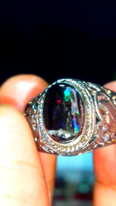 Cincin Batu Black Opal Sempur Banten Natural Bahan Ranting