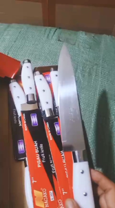 Pisau Gagang Putih Suci Bersih 5 Inch 6 Inch 7 Inch / Piso Dapur Stainless Steel Super Tajam / Alat Pemotong Serbaguna