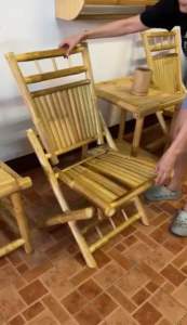 เก้าอี้ไม้ ไม้ไผ่ เก้าอี้พับ เคลือบสี เก้าอี้พักผ่อน เคลือบสี ประหยัดพื้นที่ 57x60x90cm งานทำมือ ไม้ไผ่ แข็งแรง ทนทาน Bamboo Folding Chair Sun Lounger