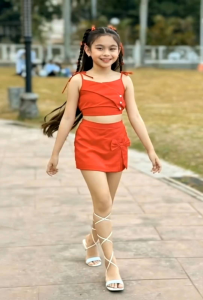 New Lily Terno for Kids Fit 6-9 y/o Linen Fabric Garterized & Stretchable Comfortable Everyday Wear