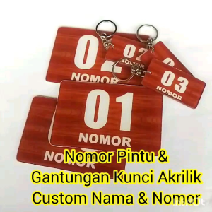 Gantungan Kunci Akrilik Nomor Pintu Kamar Kos Homestay Hotel