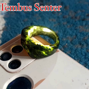 Ring Cincin Natural Giok Black Jade Aceh Flat