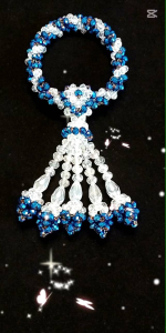 พวงมาลัยคริสตัลสีน้ำเงินสลับสีขาวอุบะ5ชาย - 5 ชุด (500 ml)