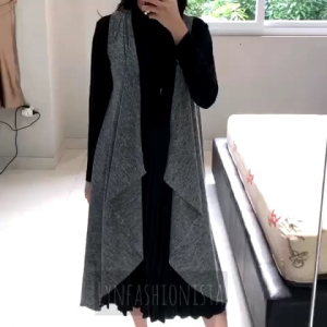 LYNFASHIONISTA-OUTER WANITA RAJUT GAMIS TANPA LENGAN/KARDIGAN PANJANG MUSLIM/SOFFIE