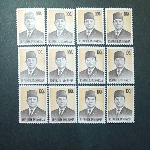 Prangko Indonesia Kuno 12 pcs Rp100 Presiden Soeharto Tahun 1974 BEKAS