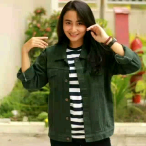 Jaket Jeans Wanita Hijau ARMY Tebal