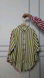 Kemeja Wanita Salur Bahan Shakilla Terbaru Kekinian Viral Motif Garis Garis