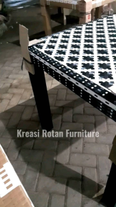 (ready stok) meja makan terbaru 2026 motif batik + kaca akrilik anti pecah