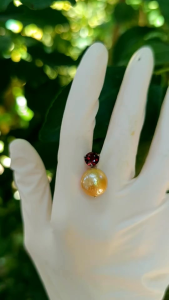 จี้มุกสีทอง แระดับพลอยโกเมนแท้