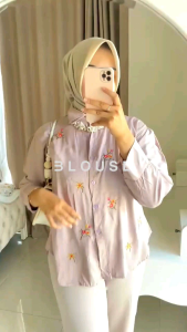 BLOUSE / Ranum Blouse / Kemeja Bordir Oversize Wanita Rayon Twill Premium / Blouse Bordir Wanita