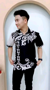 Kemeja Batik Pria Lengan Pendek Abu Lahap Batik Pekalongan
