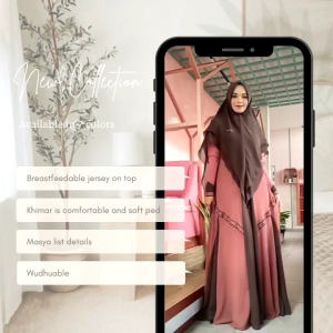 Set Gamis Dress Ceruty Babydoll Syari Branded Navy - Pink - Abu - Coklat Susu - Orange Brick - Grey Mewah Masya Syari Terbaru Fatima MADENIA SYARI By MASYA