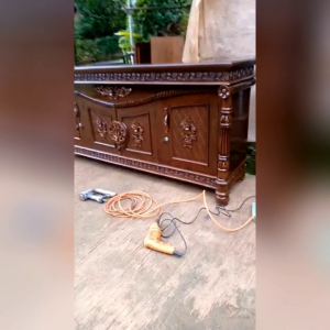 Bufet Meja TV Ukuran 2 Meter Model Ukir Tambang Kayu Jati Produk Jepara