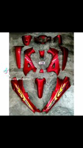 ชุดเฟรม 12 ชิ้น Wave125R + อกไก่ เวฟ125R หัวแหลม ชุด สีแดงแก้ว งาน ABS ชุดสี รูกุญแจกลม ชุดสีพร้อมติดสติ๊กเกอร์