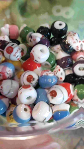 Hạt gốm mèo kunkka đa sắc màu xiêu dễ thương phụ kiện thời trang