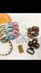 [Tặng lược chải tóc lớn]-Set 37 món phụ kiện gồm 1 cài tóc30 cột tóc 4 kẹp tóc2 scrunchie+tặng lược chải tóc như hình