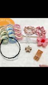 [Tặng lược chải tóc lớn]-Set 37 món phụ kiện gồm 1 cài tóc30 cột tóc 4 kẹp tóc2 scrunchie+tặng lược chải tóc như hình