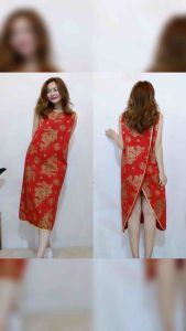 เดรสตรุษจีนทรงไขว้ใส่ได้2แบบ