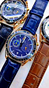 GROSIR TERMURAH!!!...Jam Tangan Pria Sultan New OMEGA Speed Master Chronograph & Tgl Aktif Strap Leather Grade Quality Super Diameter 43cm