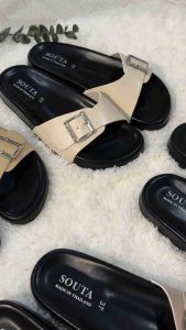 Souta.shoes : The Blackii Sandals รองเท้าแตะแบบสวม พื้นนิ่ม