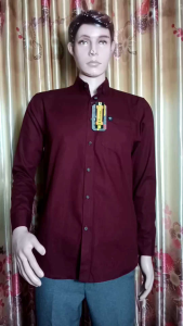 Kemeja Polos Pria Lengan Panjang Outfit Terbaru Kain Sigaret Basic Burgundy