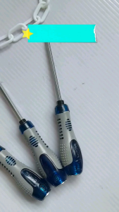 Obeng 5 inch Crome bolak balik plus minus magnet gagang karet perkakas