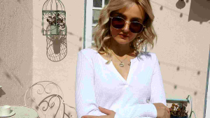 Atasan wanita leher v neck bahan waffle lengan panjang